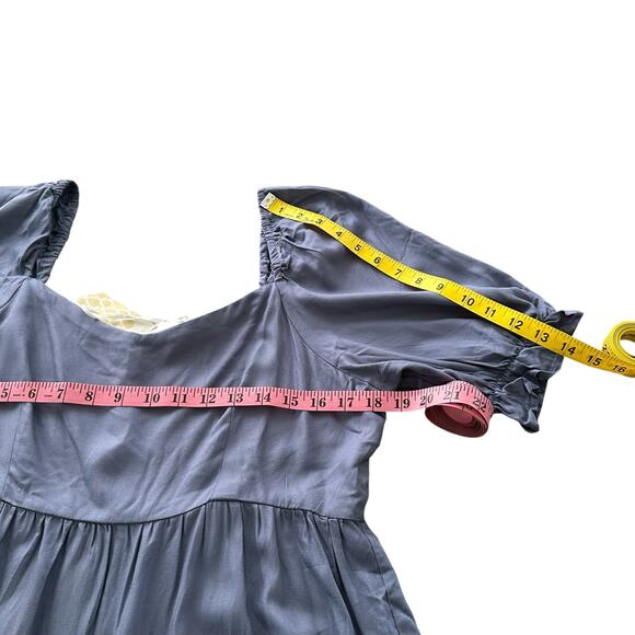 Beyond Words Women's Blue Tiered Puffed Sleeves Dress - L - NWT - Picture 4 of 8